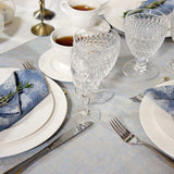 Natural linen light blue  tablecloth - Velvet Valley