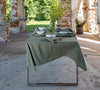 Moss green linen tablecloth would give your dining area a new character and style.&nbsp; Our linen tablecloths are made from the highest quality European linen and are designed for a long lasting.