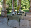 Moss green linen tablecloth would give your dining area a new character and style.&nbsp; Our linen tablecloths are made from the highest quality European linen and are designed for a long lasting.