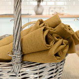 Linen mustard brown napkin set: 4, 6, 8, 10, 12 napkins - Velvet Valley