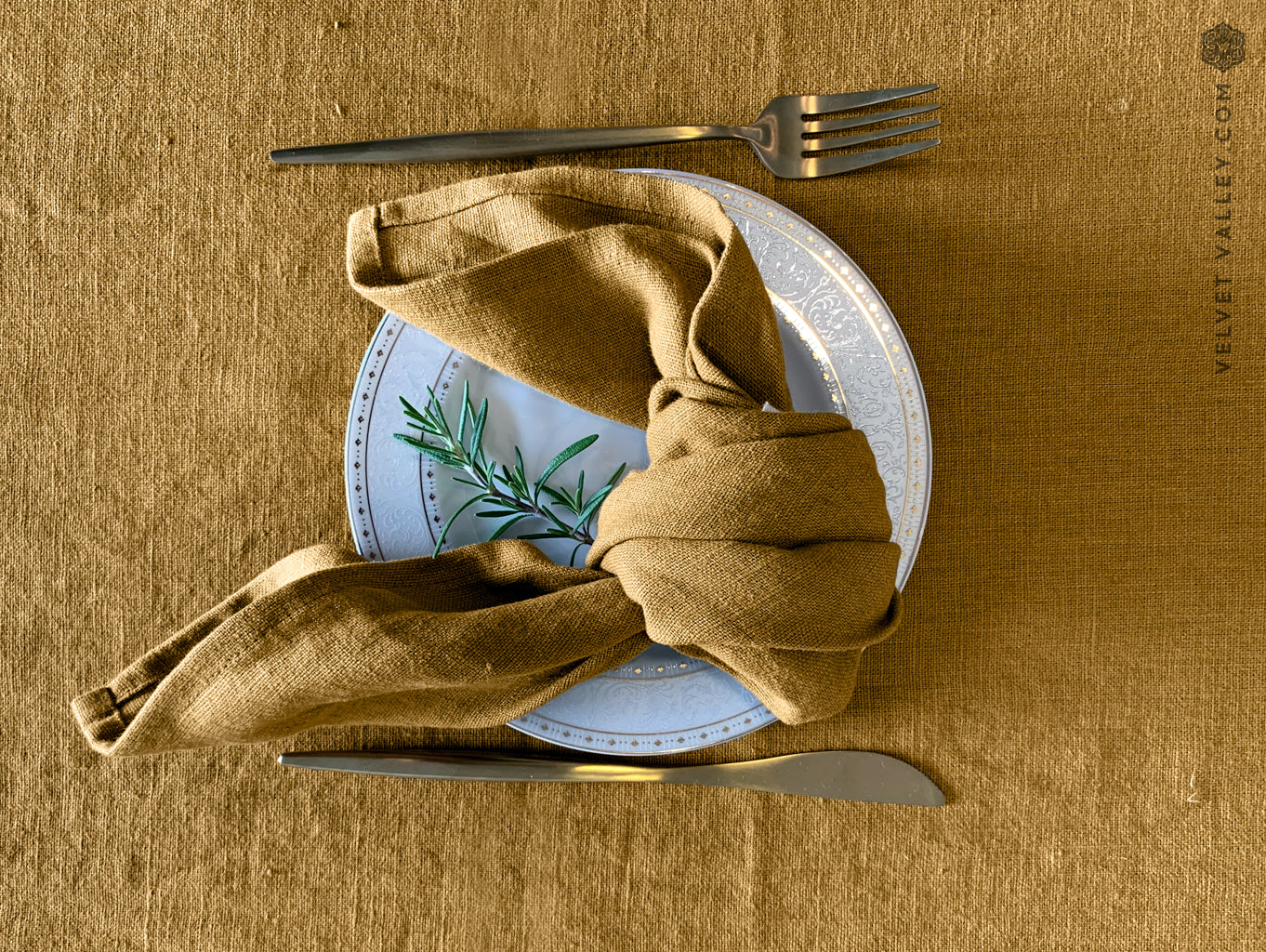 Dusty Mustard Linen Napkin Set - The Linen Valley