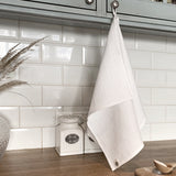 Optical white linen tea towel - Velvet Valley