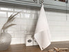 Optical white linen tea towel - Velvet Valley