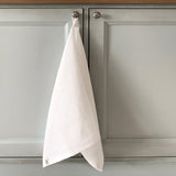 Optical white linen tea towel - Velvet Valley