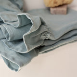 Linen duck egg blue ruffled towel - Velvet Valley