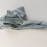 Linen duck egg blue ruffled towel - Velvet Valley
