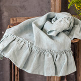 Linen duck egg blue ruffled towel - Velvet Valley