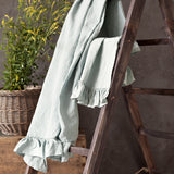 Linen duck egg blue ruffled towel - Velvet Valley