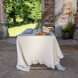 Striped Linen Tablecloth with Ruffles - The Linen Valley