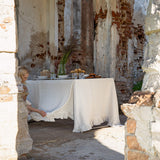 Striped Linen Tablecloth with Ruffles - The Linen Valley