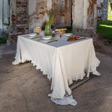 Striped Linen Tablecloth with Ruffles - The Linen Valley