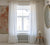 OPTICAL WHITE linen curtain with ruffles