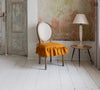 LINEN chair slip cover with ruffle - French Brasserie Oval Chair
