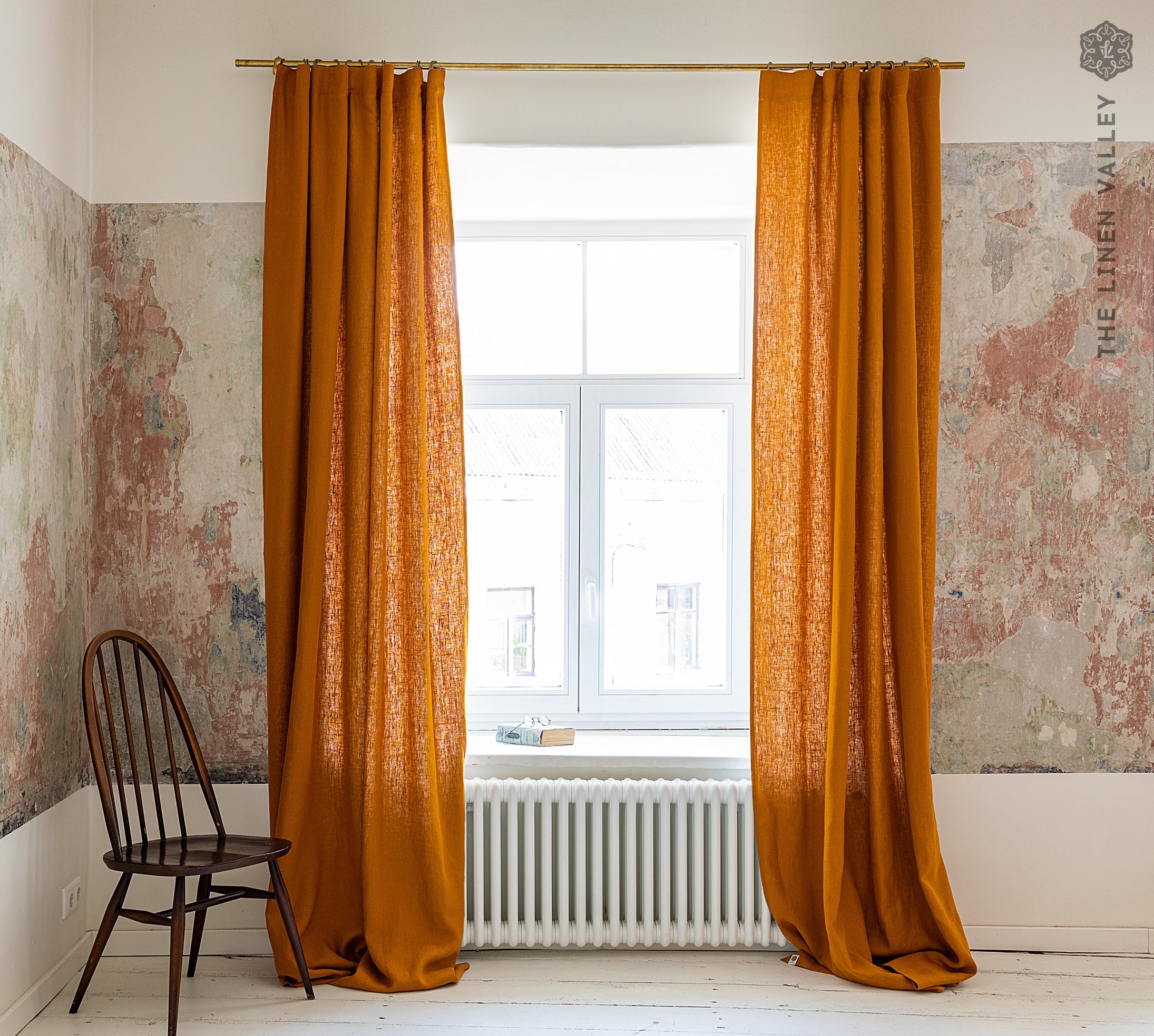 Custom order- AMBER YELLOW linen curtains - The Linen Valley