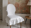 Our Antique white linen slipcovers offer both practicality and aesthetic appeal. The covers will protect dining chairs from spills and stains, also enhance the visual appeal of your space with their timeless natural style.