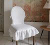 LINEN chair slip cover with ruffle - French Brasserie Oval Chair