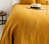 Linen AMBER YELLOW bedspread - absolutely gorgeous piece of heavier linen.