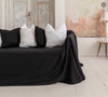 BLACK heavier weight linen couch cover. Jet black linen slipcover.