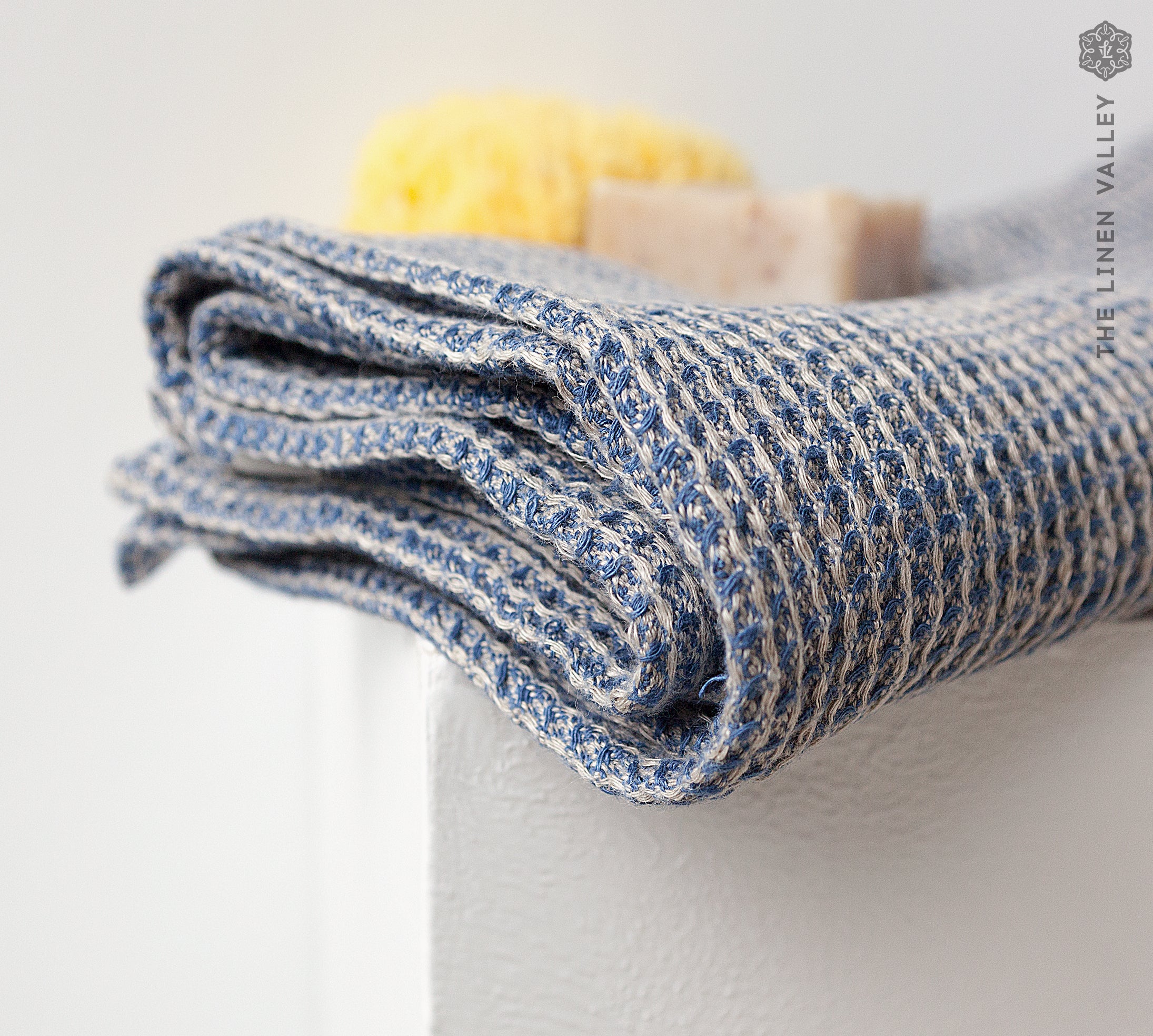 Blue Melange Linen Towel And Set - The Linen Valley