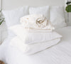 Embrace the essence of relaxation and indulge in the unparalleled luxury of our optical white linen sheet sets.