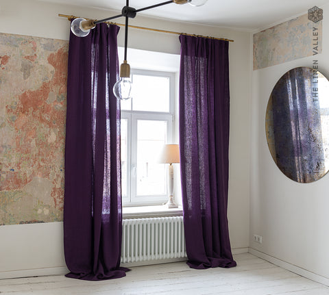 Deep Purple Linen Curtain (1 pcs)