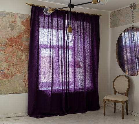 Deep Purple Linen Curtain (1 pcs)