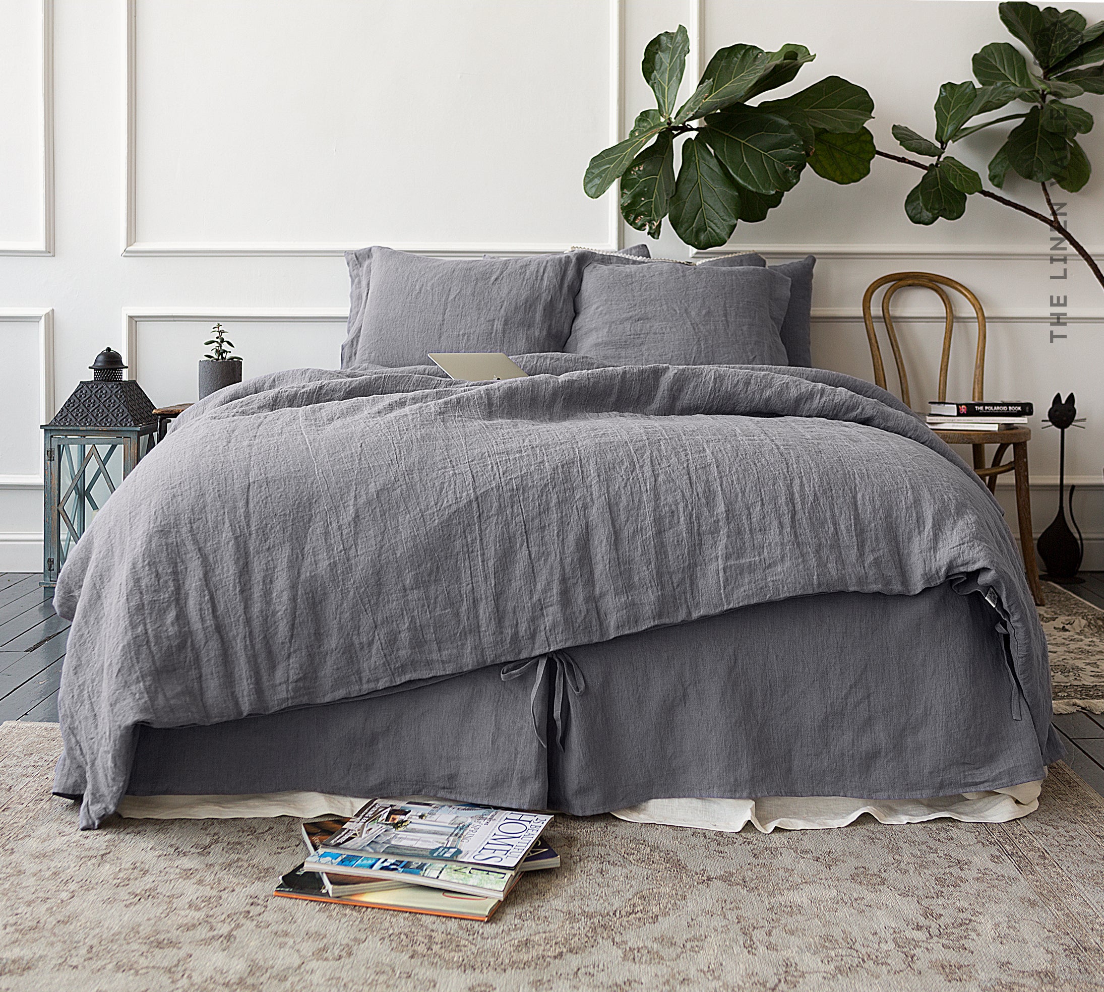 Charcoal Grey Linen Comforter Cover - The Linen Valley