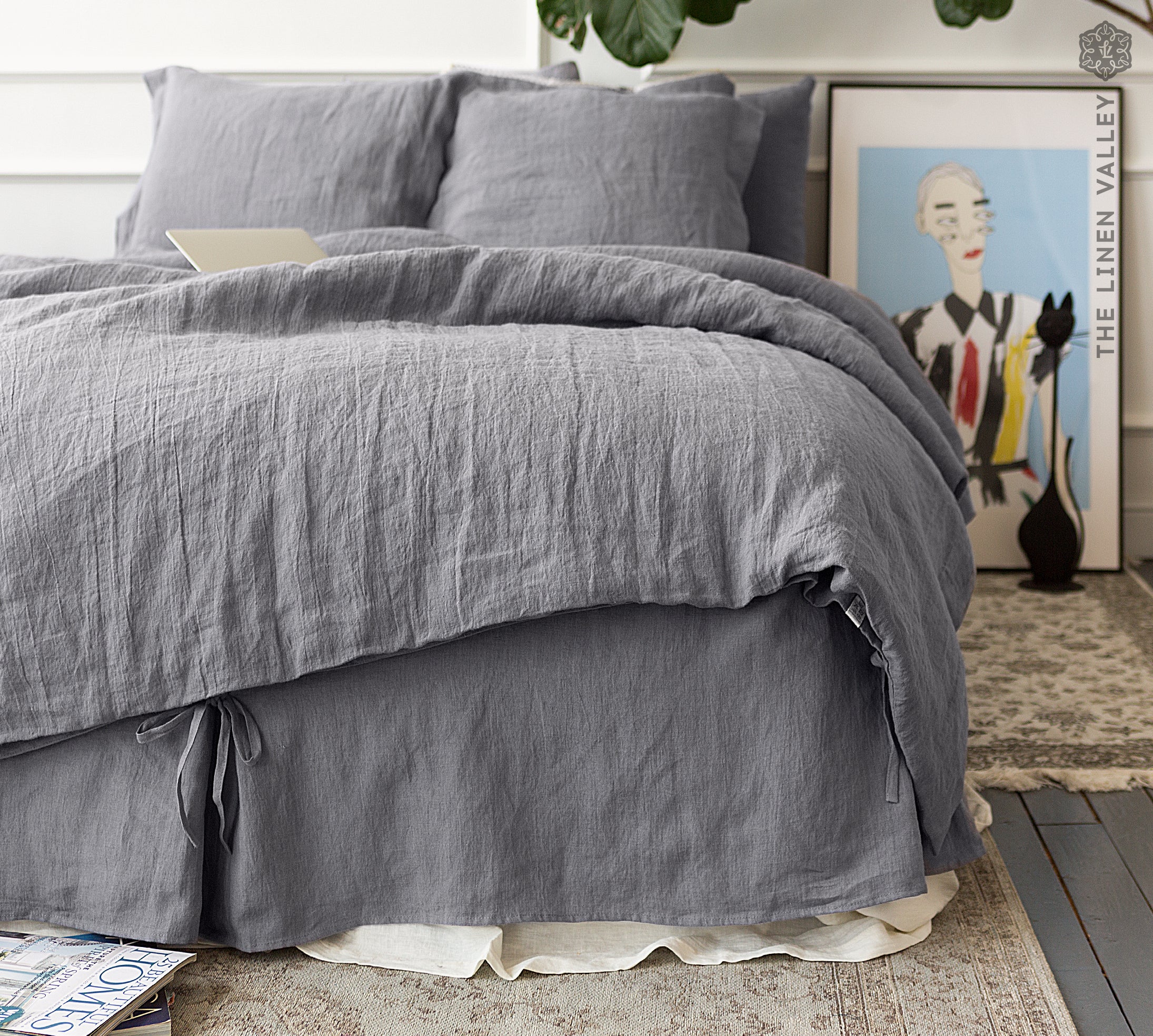 Charcoal Grey Linen Comforter Cover - The Linen Valley