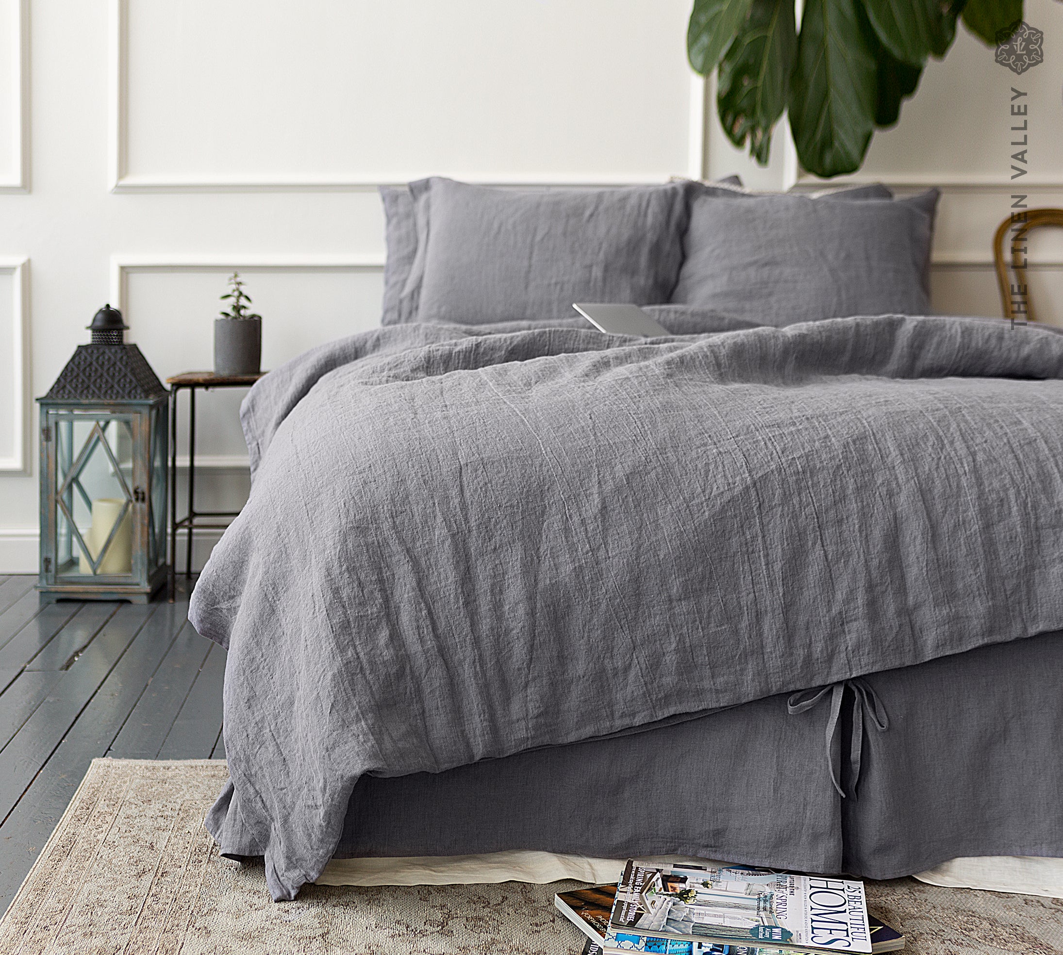 Charcoal Grey Linen Comforter Cover - The Linen Valley