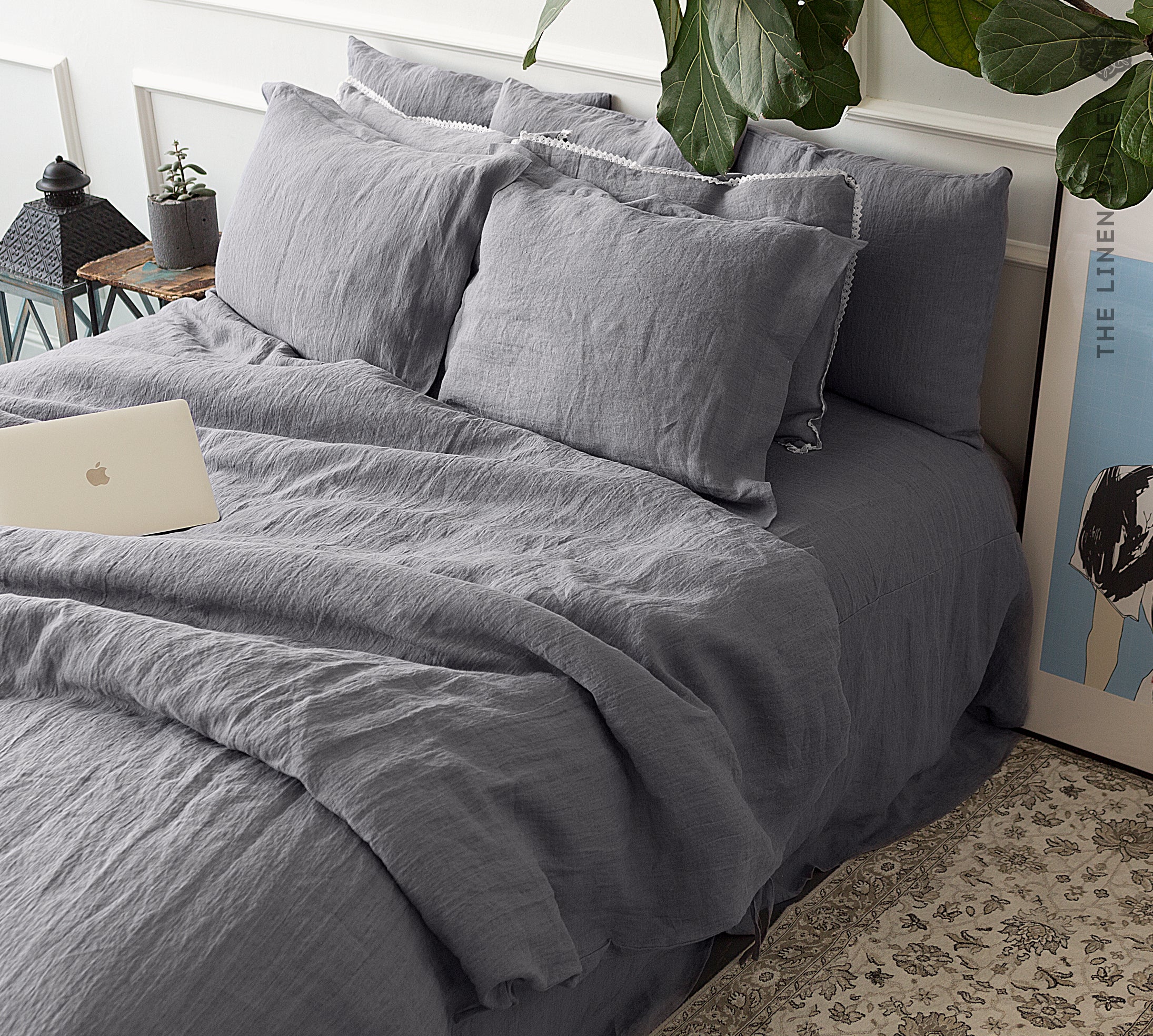Charcoal Grey Linen Comforter Cover - The Linen Valley