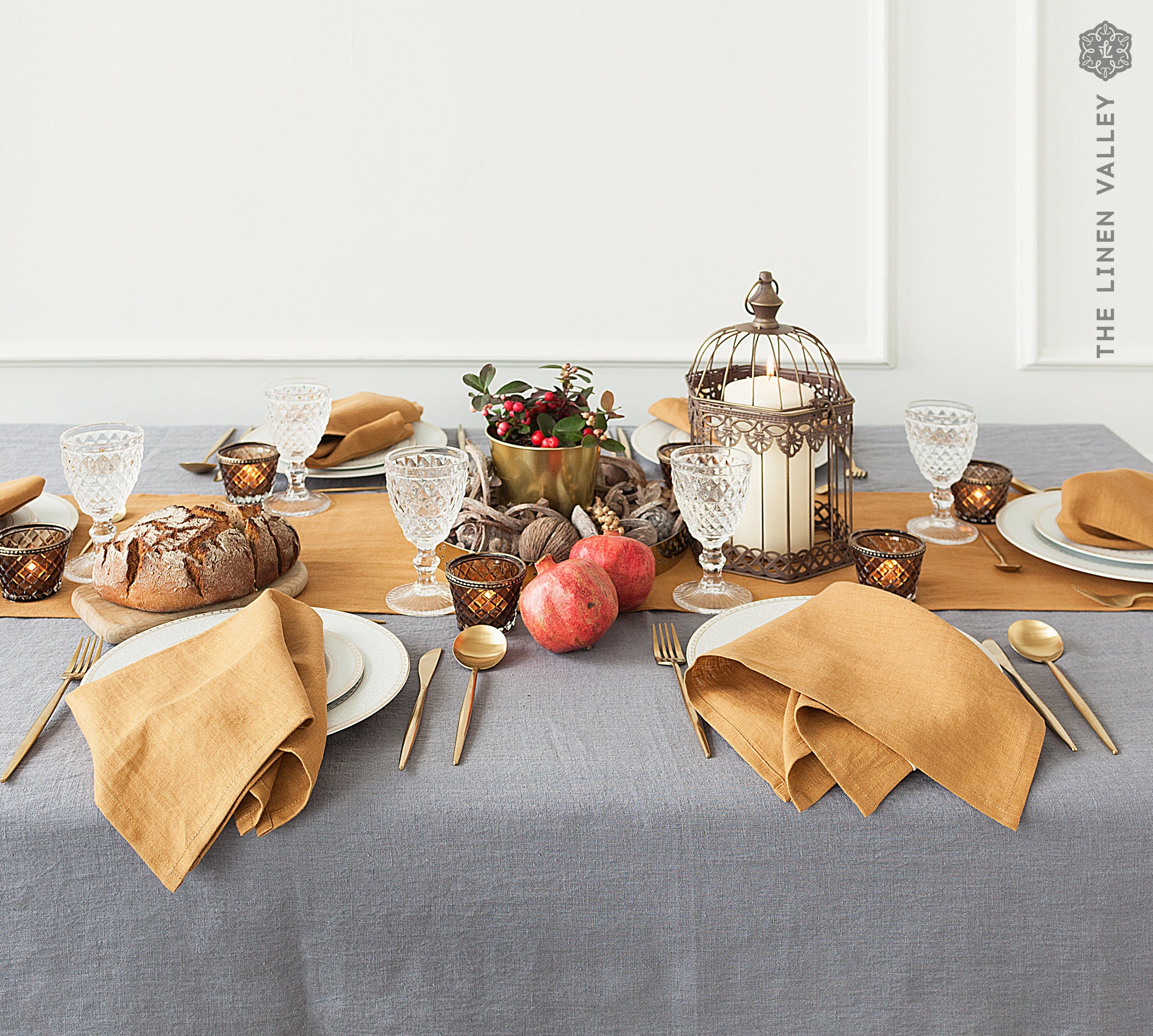 Custom order- CHARCOAL GREY linen tablecloth - The Linen Valley