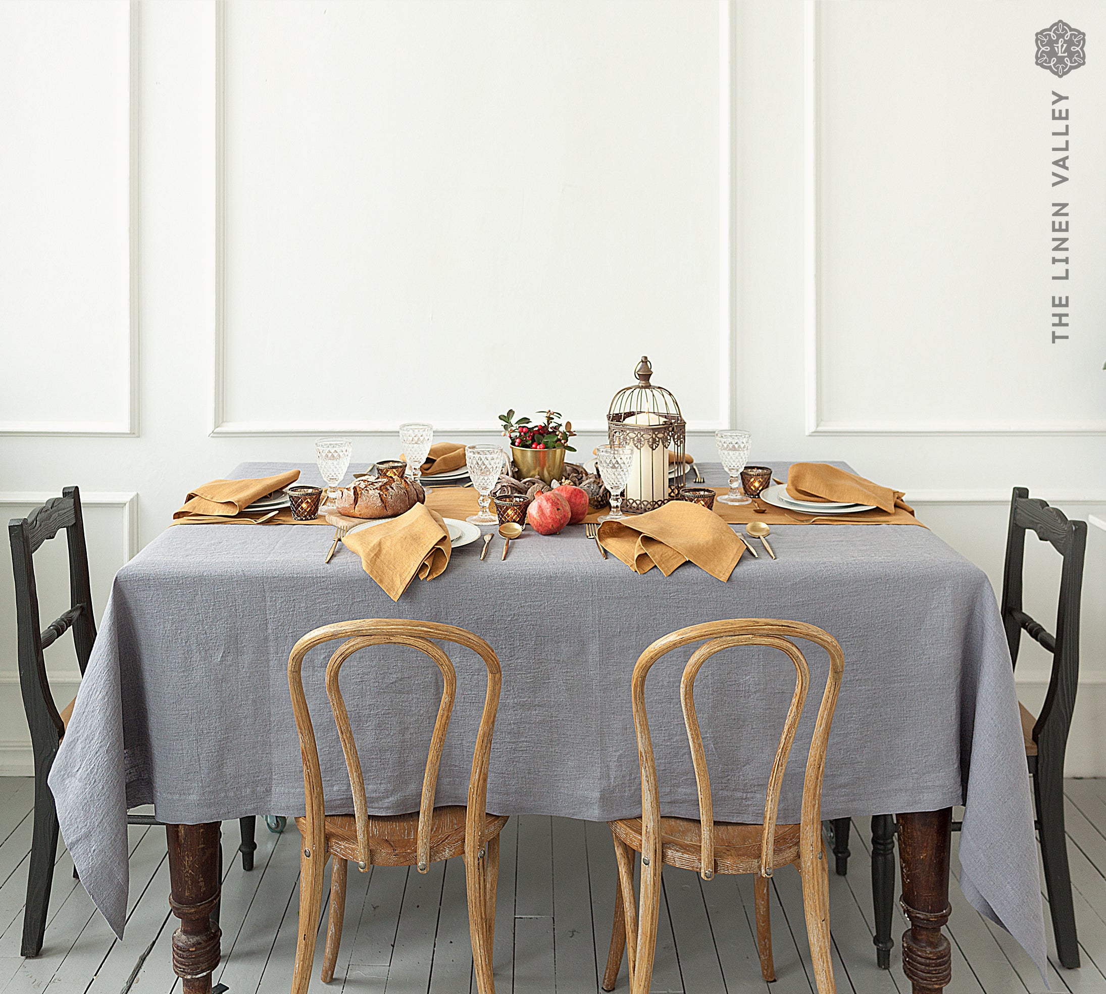 Custom order- CHARCOAL GREY linen tablecloth - The Linen Valley