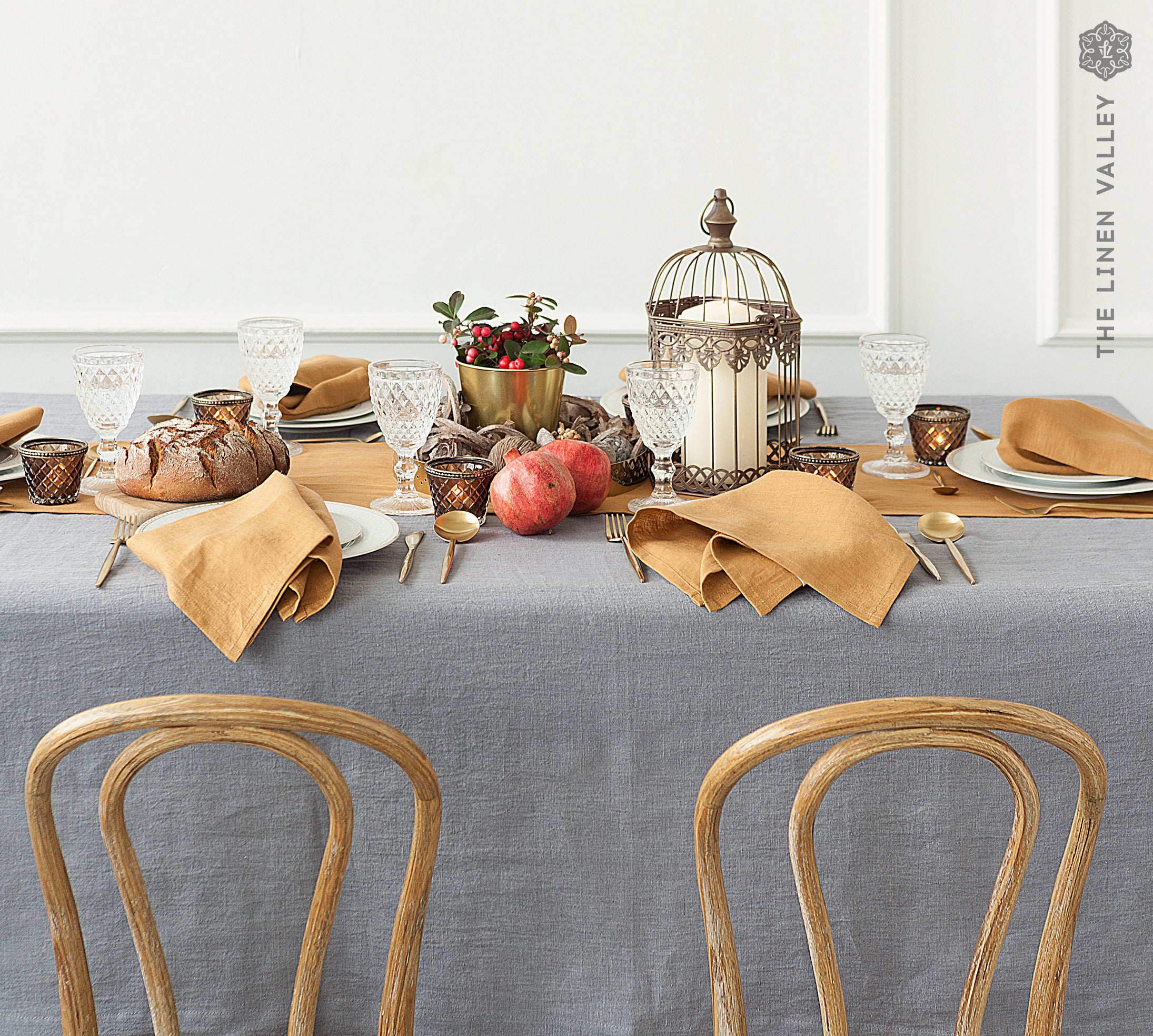 Custom order- CHARCOAL GREY linen tablecloth - The Linen Valley
