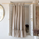 CUSTOM ORDER - NATURAL UNBLEACHED linen curtains with ruffles (2 panels) - The Linen Valley
