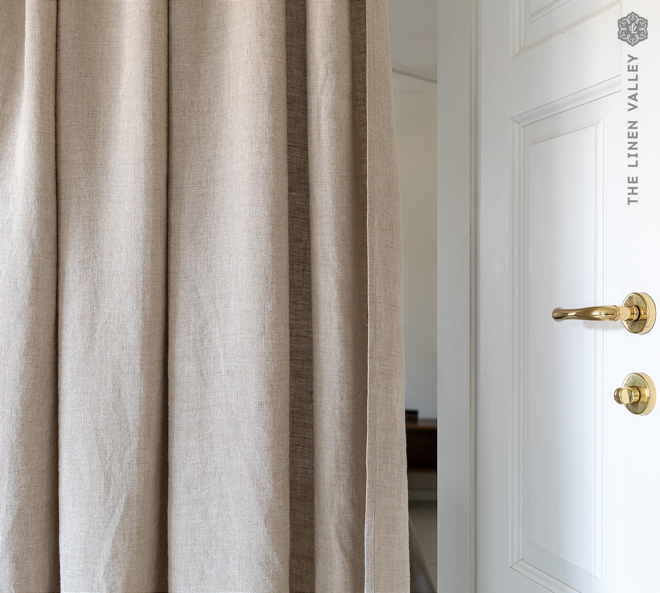 CUSTOM ORDER - NATURAL UNBLEACHED linen curtains with ruffles (2 panels) - The Linen Valley