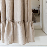 CUSTOM ORDER - NATURAL UNBLEACHED linen curtains with ruffles (2 panels) - The Linen Valley
