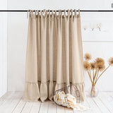 CUSTOM ORDER - NATURAL UNBLEACHED linen curtains with ruffles (2 panels) - The Linen Valley