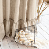 CUSTOM ORDER -NATURAL UNBLEACHED linen curtain with ruffles (1 panel) - The Linen Valley