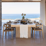 Off White Linen Table Runner with Ruffle