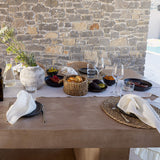 Off White Linen Table Runner with Ruffle