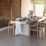 Off White Linen Table Runner with Ruffle