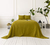 OLIVE GREEN linen bedspread - spring green king/queen size bed cover.