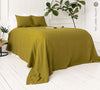 OLIVE GREEN linen bedspread - spring green king/queen size bed cover.