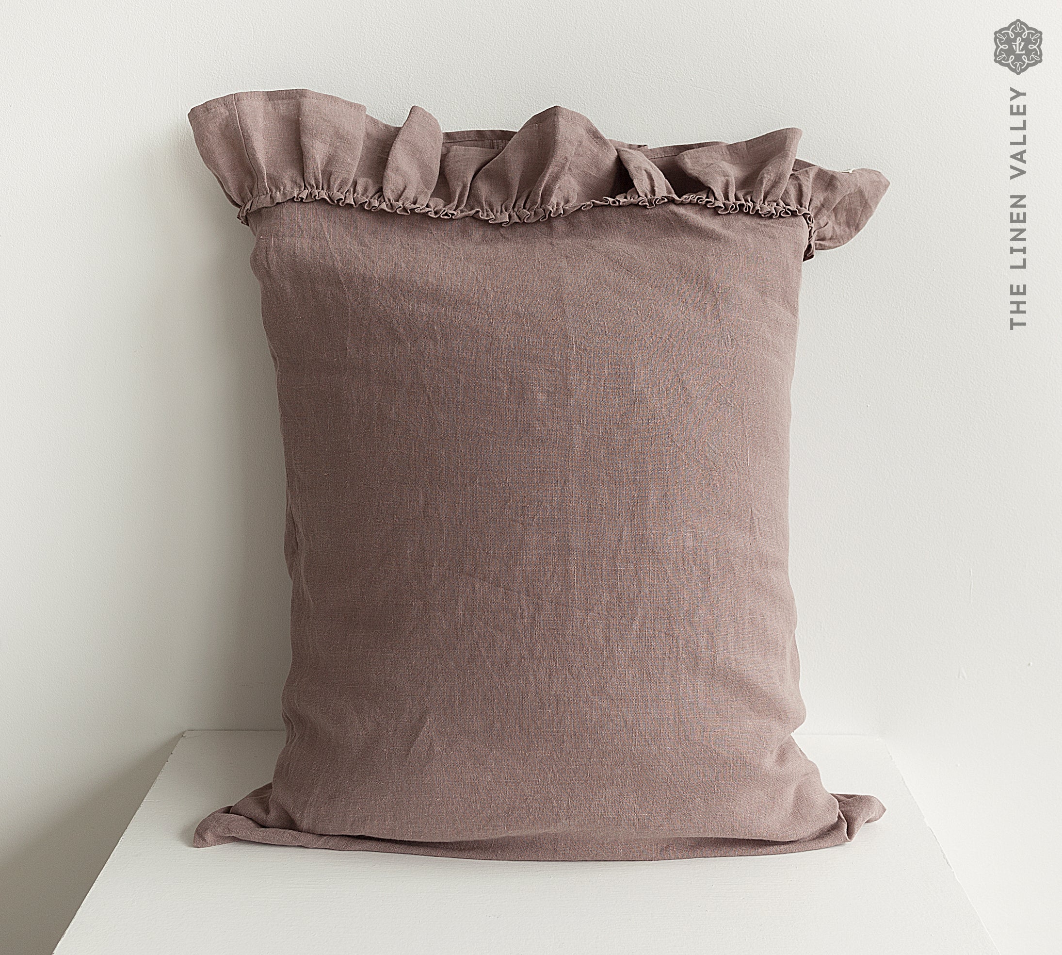 Rustic Rose Linen Pillowcase with Ruffles - The Linen Valley