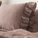 Rustic Rose Linen Pillowcase with Ruffles - The Linen Valley