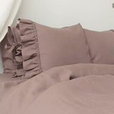 Rustic Rose Linen Pillowcase with Ruffles - The Linen Valley