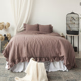 Rustic Rose Linen Pillowcase with Ruffles - The Linen Valley